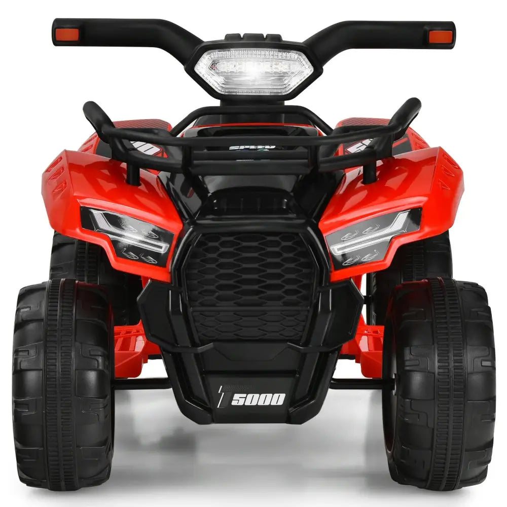 6V Kids ATV Quad Electric Ride On Car with LED Light and MP3-Red - Red - Powered Ride On Toys