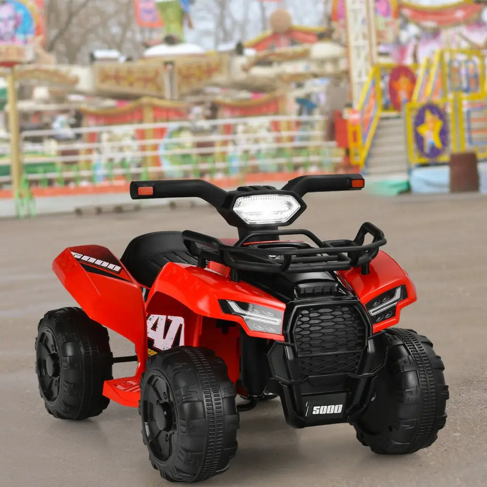 6V Kids ATV Quad Electric Ride On Car with LED Light and MP3-Red - Red - Powered Ride On Toys