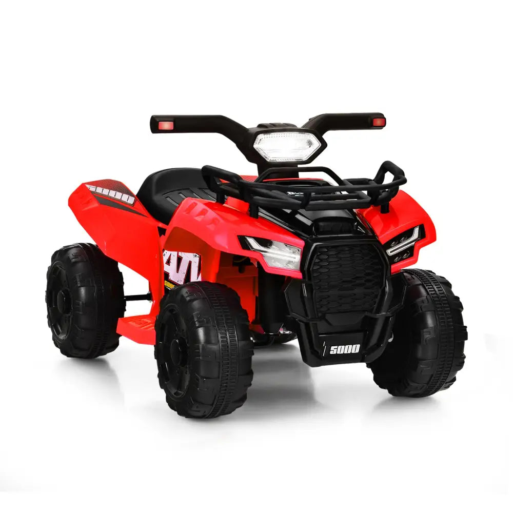 6V Kids ATV Quad Electric Ride On Car with LED Light and MP3-Red - Red - Powered Ride On Toys