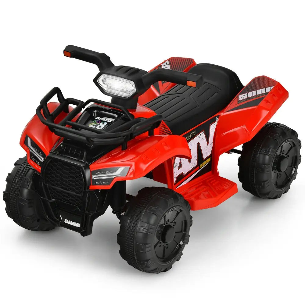 6V Kids ATV Quad Electric Ride On Car with LED Light and MP3-Red - Red - Powered Ride On Toys