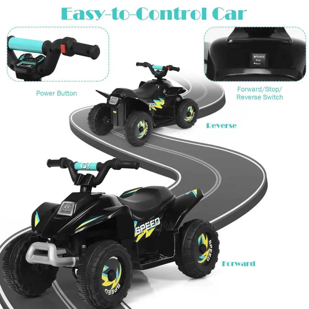 6V Kids Electric ATV 4 Wheels Ride - On Toy - Black - Oasis Home Essentials