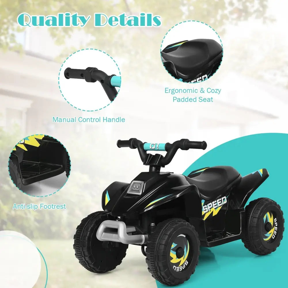 6V Kids Electric ATV 4 Wheels Ride - On Toy - Black - Oasis Home Essentials