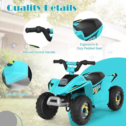 6V Kids Electric ATV 4 Wheels Ride-On Toy -Blue - Blue - Powered Ride On Toys
