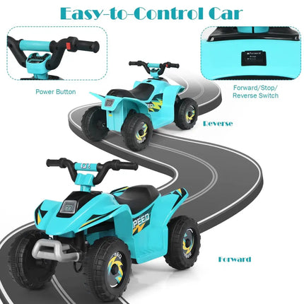 6V Kids Electric ATV 4 Wheels Ride-On Toy -Blue - Blue - Powered Ride On Toys