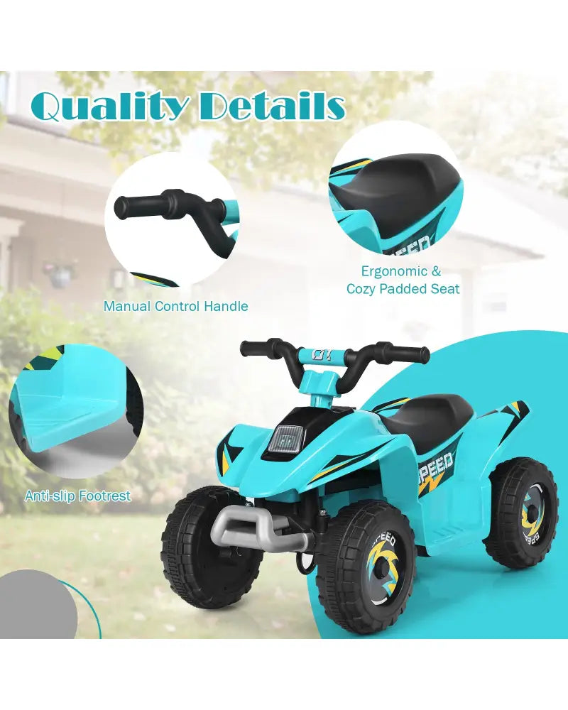 6V Kids Electric ATV 4 Wheels Ride-On Toy -Blue - Blue - Powered Ride On Toys
