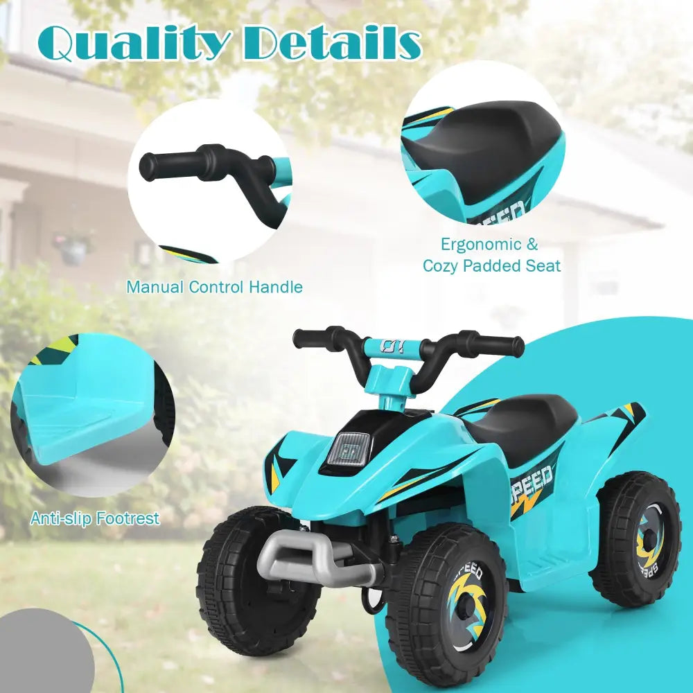 6V Kids Electric ATV 4 Wheels Ride-On Toy -Blue - Blue - Powered Ride On Toys