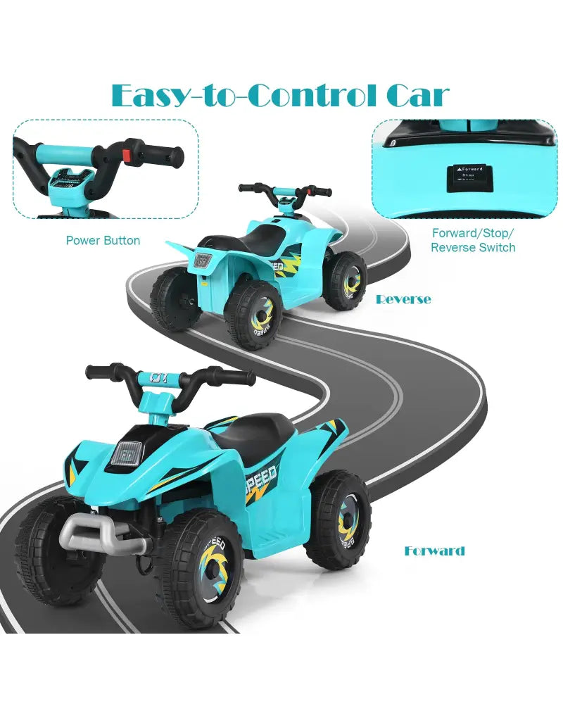 6V Kids Electric ATV 4 Wheels Ride-On Toy -Blue - Blue - Powered Ride On Toys