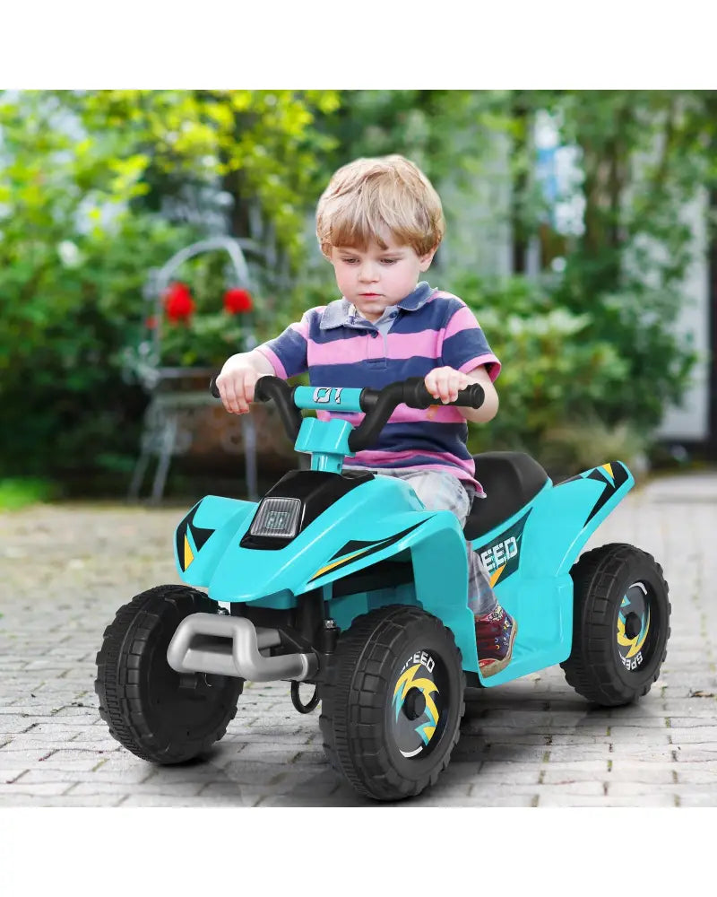 6V Kids Electric ATV 4 Wheels Ride-On Toy -Blue - Blue - Powered Ride On Toys