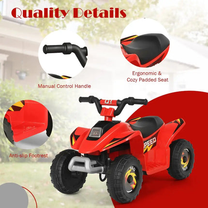 6V Kids Electric ATV 4 Wheels Ride-On Toy-Red - Red - Powered Ride On Toys