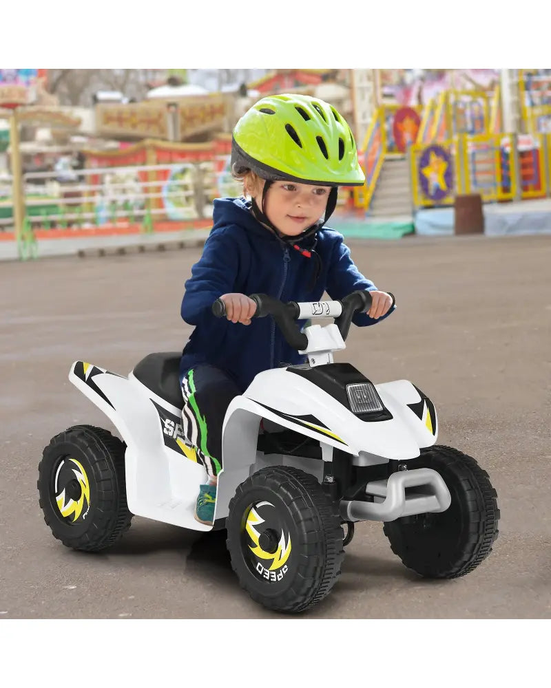 6V Kids Electric ATV 4 Wheels Ride-On Toy-White - White - Powered Ride On Toys