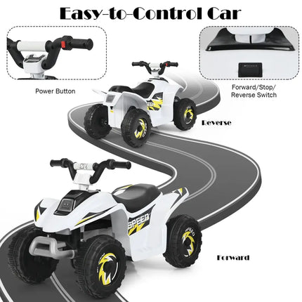 6V Kids Electric ATV 4 Wheels Ride-On Toy-White - White - Powered Ride On Toys