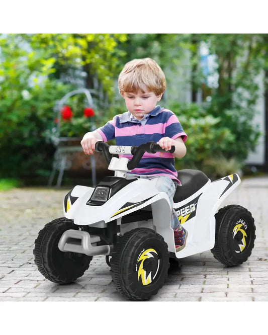 6V Kids Electric ATV 4 Wheels Ride-On Toy-White - White - Powered Ride On Toys