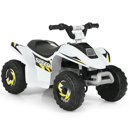 6V Kids Electric ATV 4 Wheels Ride-On Toy-White - White - Powered Ride On Toys