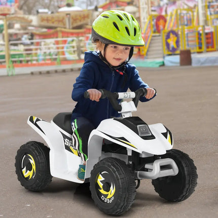 6V Kids Electric ATV 4 Wheels Ride-On Toy-White - White - Powered Ride On Toys