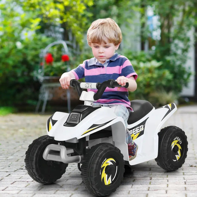 6V Kids Electric ATV 4 Wheels Ride-On Toy-White - White - Powered Ride On Toys