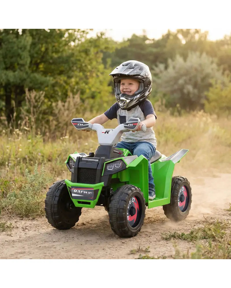 6V Kids Electric ATV Quad Car with Detachable Trailer-Green - Green - Powered Ride On Toys