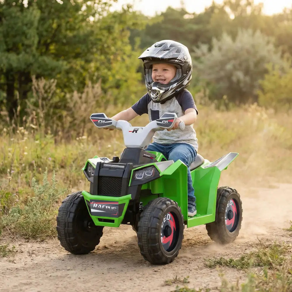 6V Kids Electric ATV Quad Car with Detachable Trailer-Green - Green - Powered Ride On Toys