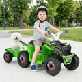 6V Kids Electric ATV Quad Car with Detachable Trailer-Green - Green - Powered Ride On Toys