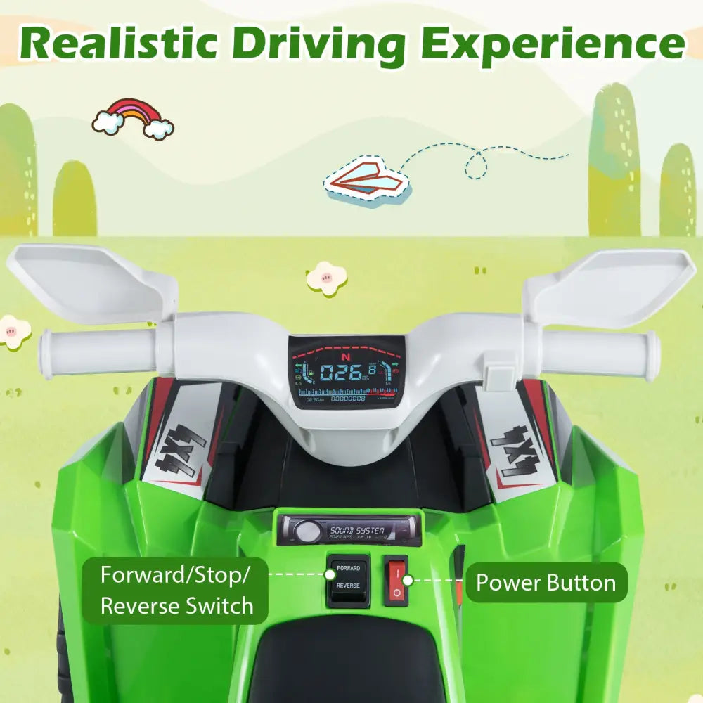 6V Kids Electric ATV Quad Car with Detachable Trailer-Green - Green - Powered Ride On Toys