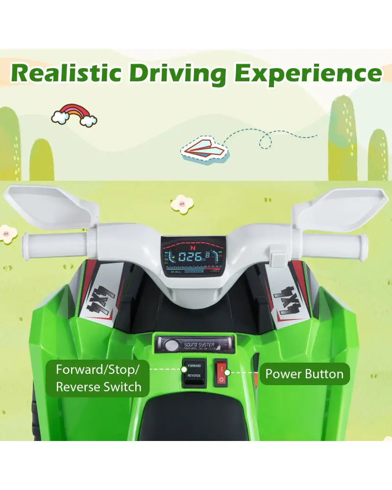 6V Kids Electric ATV Quad Car with Detachable Trailer-Green - Green - Powered Ride On Toys