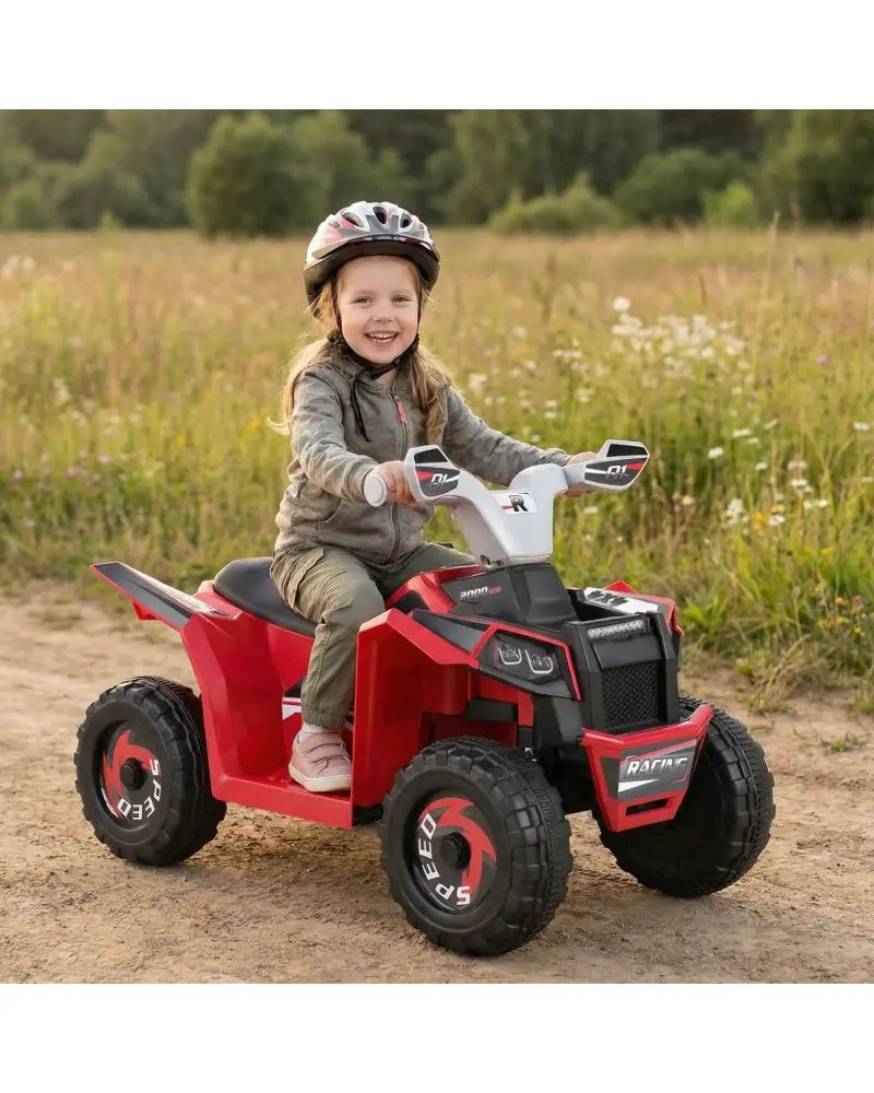 6V Kids Electric ATV Quad Car with Detachable Trailer-Red - Red - Powered Ride On Toys