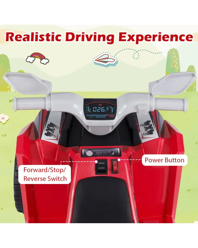 6V Kids Electric ATV Quad Car with Detachable Trailer-Red - Red - Powered Ride On Toys