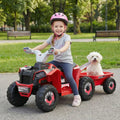 6V Kids Electric ATV Quad Car with Detachable Trailer-Red - Red - Powered Ride On Toys
