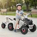 6V Kids Electric ATV Quad Car with Detachable Trailer-White - White - Powered Ride On Toys