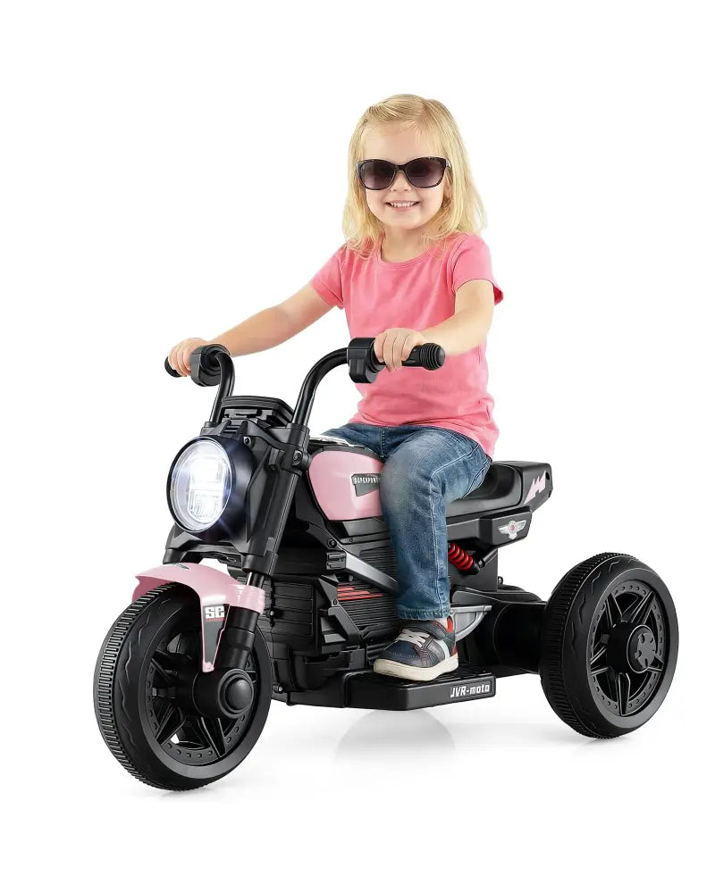 6V Kids Electric Motorcycle with LED Headlight and Music for Toddlers Aged 3-5-Pink - Pink - Powered Ride On Toys