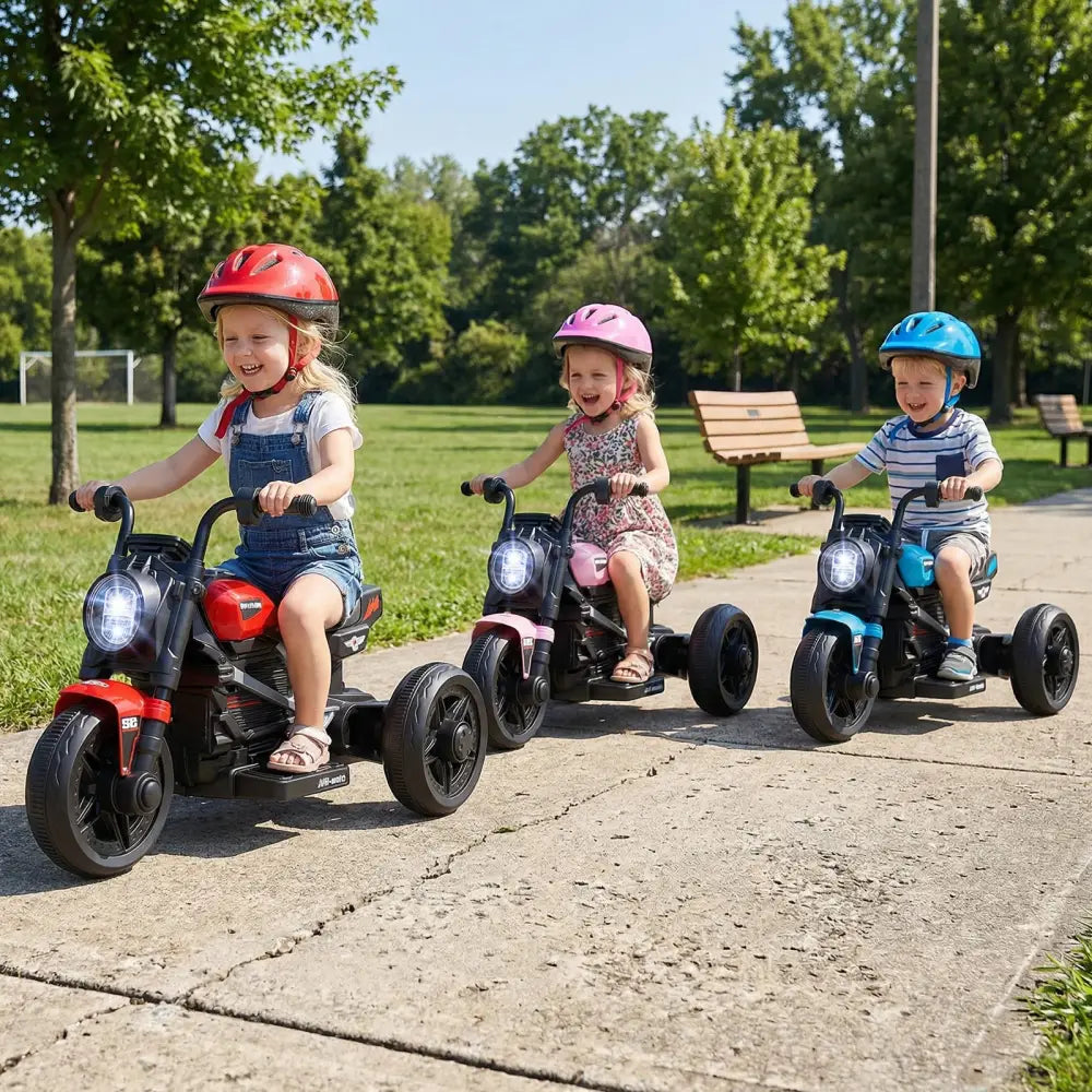 6V Kids Electric Motorcycle with LED Headlight and Music for Toddlers Aged 3-5-Red - Red - Powered Ride On Toys