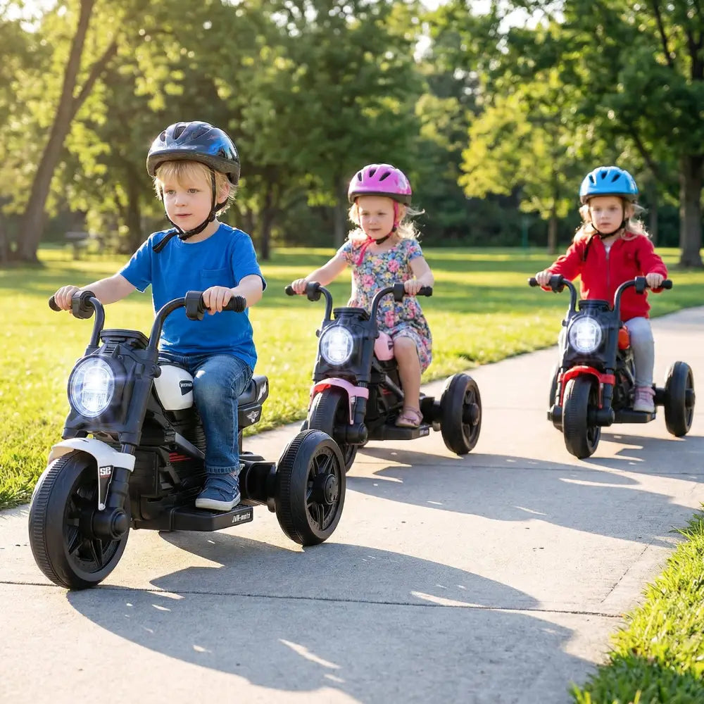 6V Kids Electric Motorcycle with LED Headlight and Music for Toddlers Aged 3-5-White - White - Powered Ride On Toys