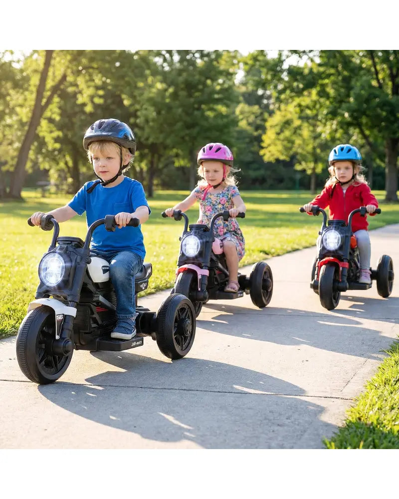 6V Kids Electric Motorcycle with LED Headlight and Music for Toddlers Aged 3-5-White - White - Powered Ride On Toys