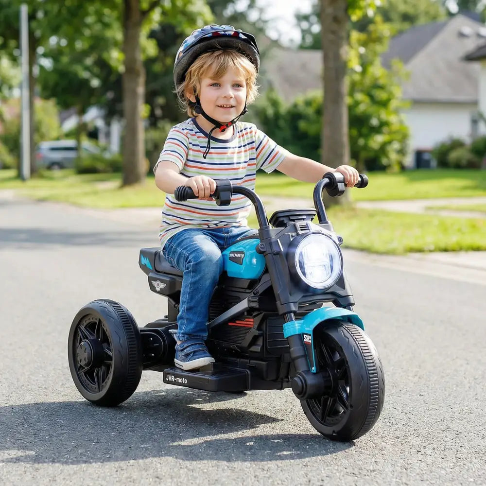 6V Kids Electric Motorcycle with LED Headlight and Music for Toddlers Aged 3-5-Blue - Blue - Powered Ride On Toys