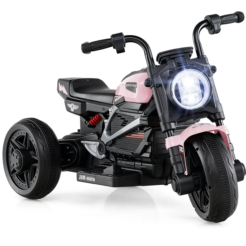 6V Kids Electric Motorcycle with LED Headlight and Music for Toddlers Aged 3-5-Pink - Pink - Powered Ride On Toys
