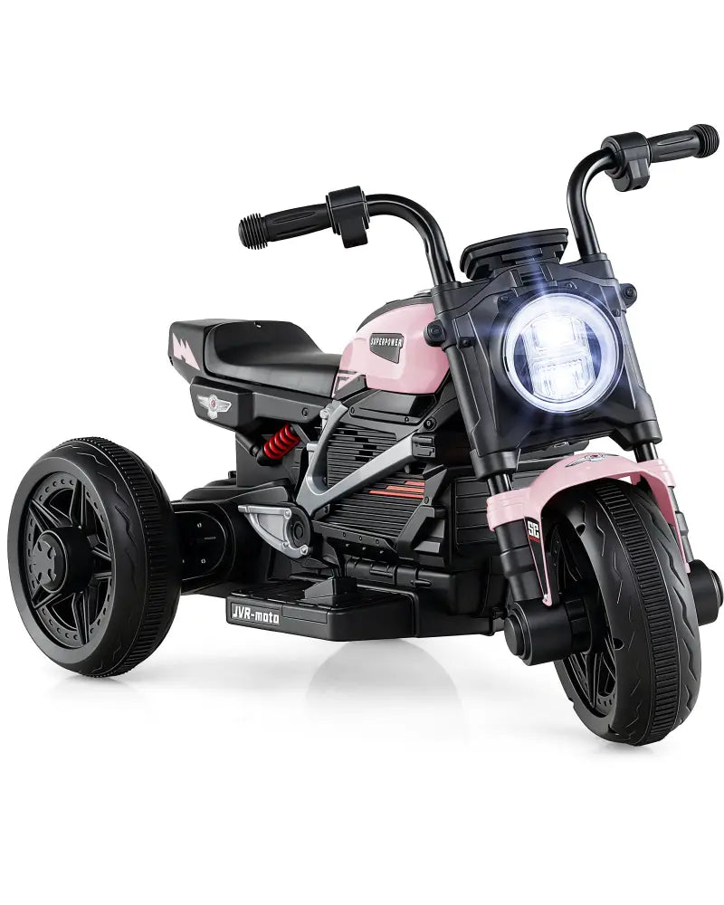 6V Kids Electric Motorcycle with LED Headlight and Music for Toddlers Aged 3-5-Pink - Pink - Powered Ride On Toys