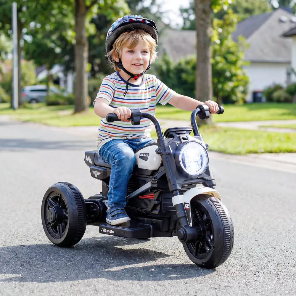 6V Kids Electric Motorcycle with LED Headlight and Music for Toddlers Aged 3-5-White - White - Powered Ride On Toys