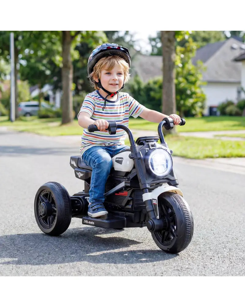 6V Kids Electric Motorcycle with LED Headlight and Music for Toddlers Aged 3-5-White - White - Powered Ride On Toys