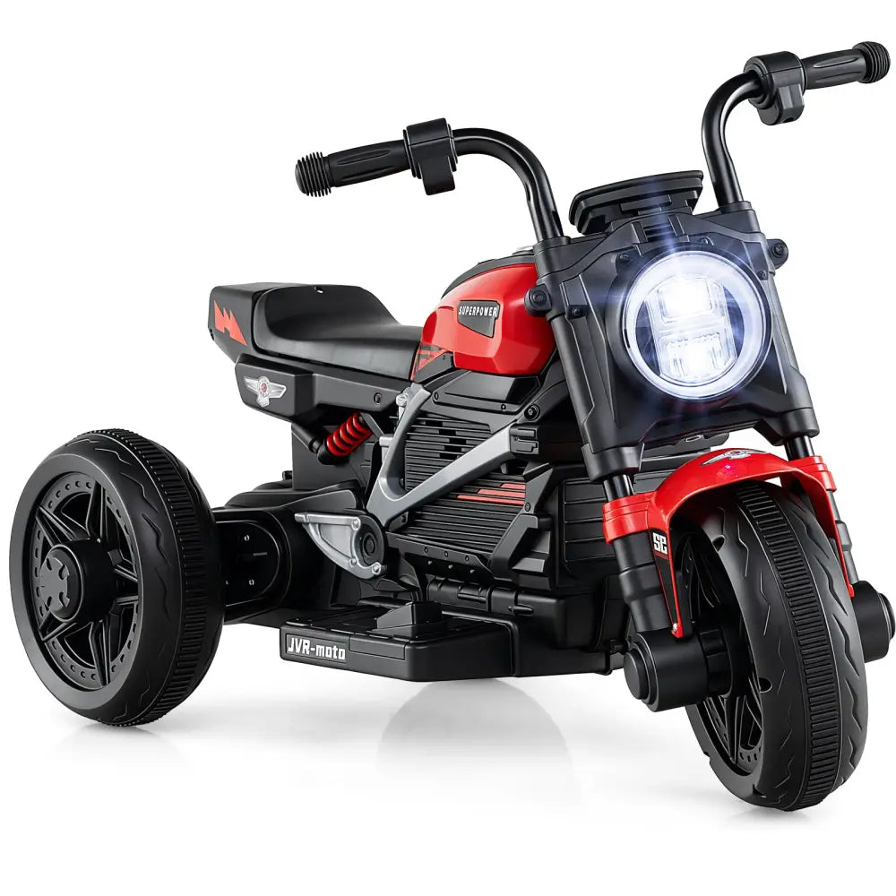 6V Kids Electric Motorcycle with LED Headlight and Music for Toddlers Aged 3-5-Red - Red - Powered Ride On Toys