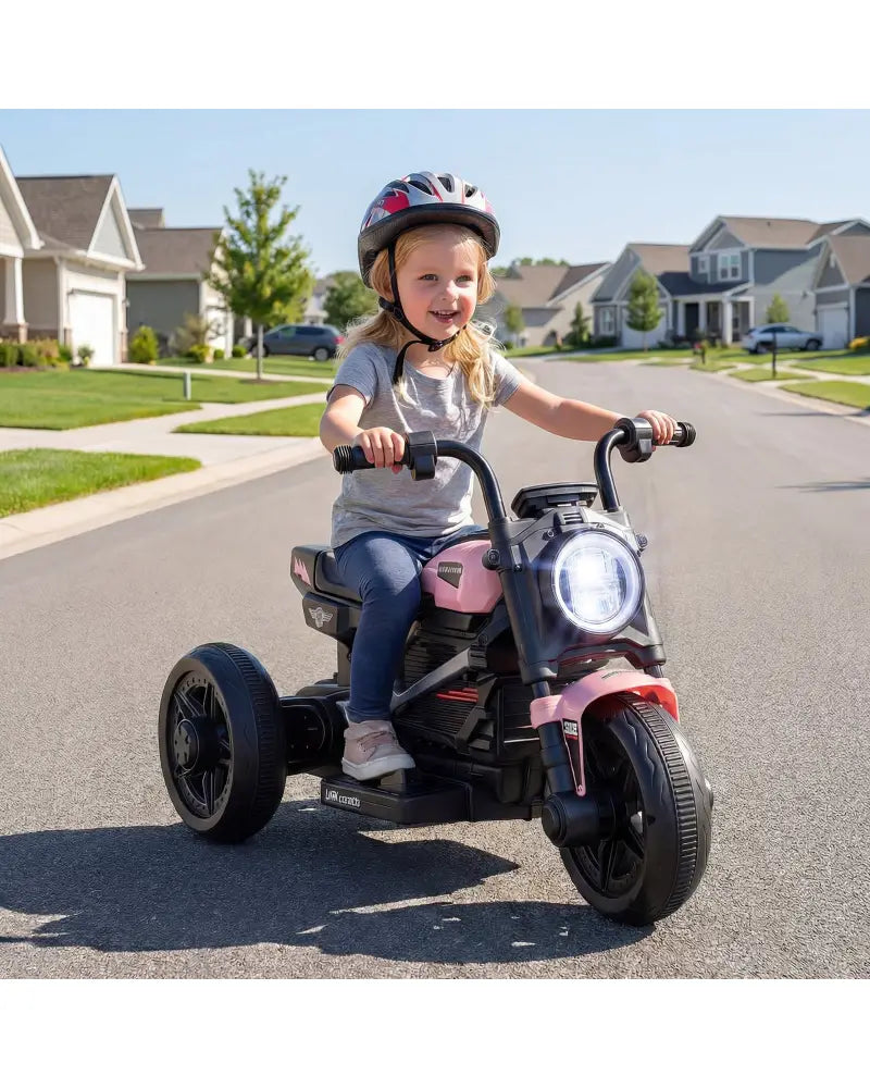 6V Kids Electric Motorcycle with LED Headlight and Music for Toddlers Aged 3-5-Pink - Pink - Powered Ride On Toys