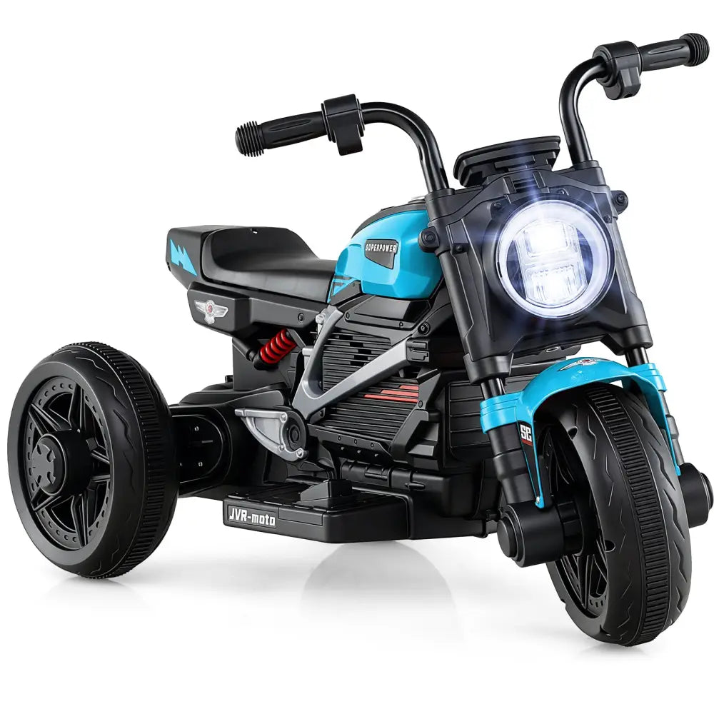 6V Kids Electric Motorcycle with LED Headlight and Music for Toddlers Aged 3-5-Blue - Blue - Powered Ride On Toys