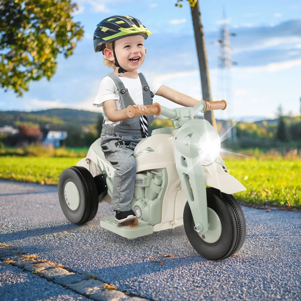 6V Kids Electric Ride on Motorcycle with Bubble Maker and Music-Beige - Beige - Powered Ride On Toys