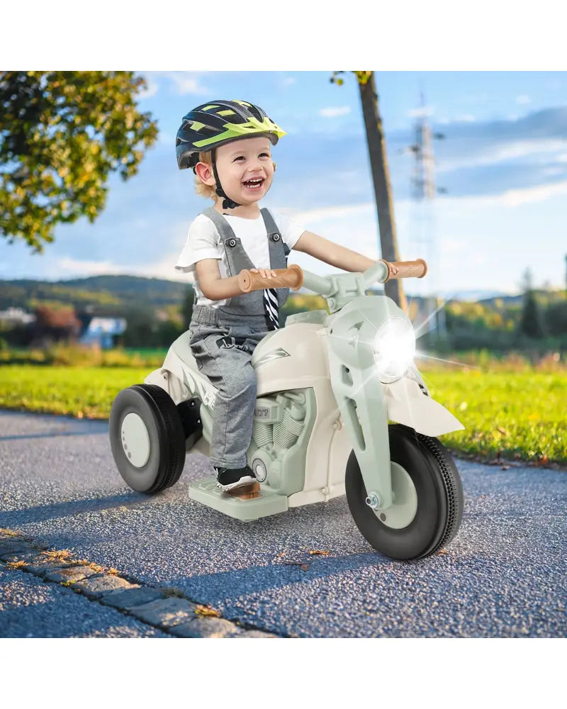 6V Kids Electric Ride on Motorcycle with Bubble Maker and Music-Beige - Beige - Powered Ride On Toys