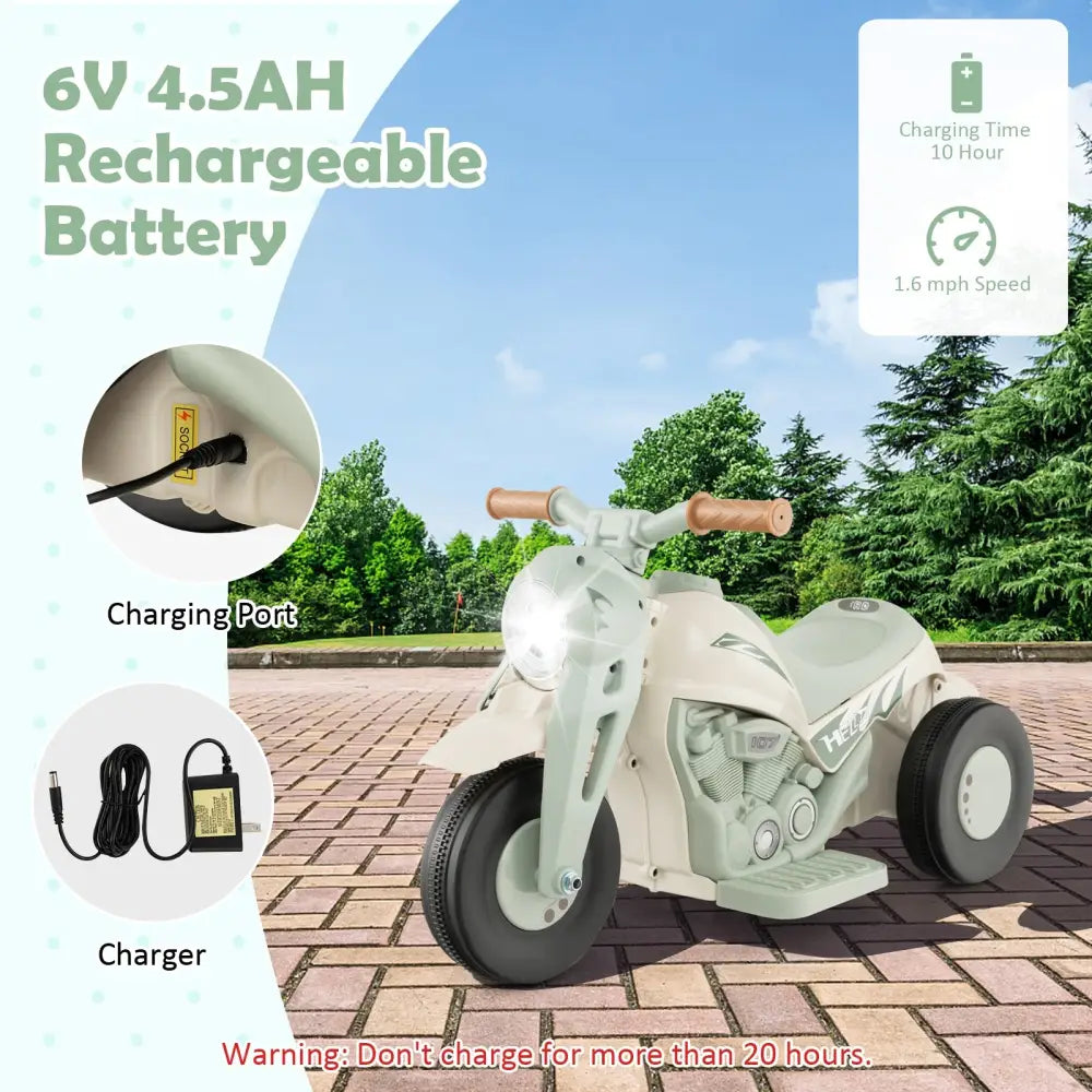 6V Kids Electric Ride on Motorcycle with Bubble Maker and Music-Beige - Beige - Powered Ride On Toys
