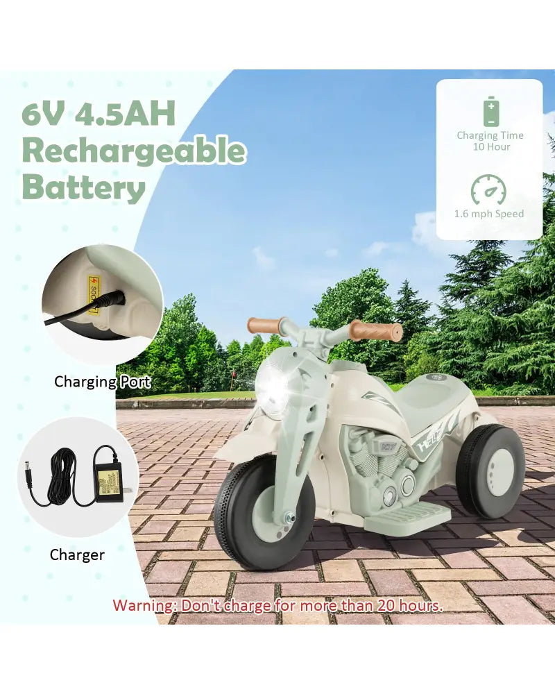 6V Kids Electric Ride on Motorcycle with Bubble Maker and Music-Beige - Beige - Powered Ride On Toys