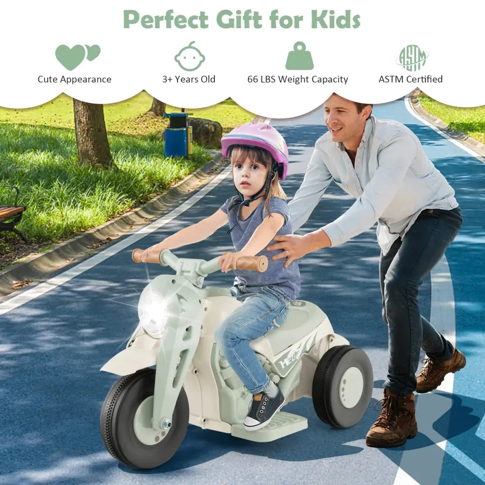 6V Kids Electric Ride on Motorcycle with Bubble Maker and Music-Beige - Beige - Powered Ride On Toys