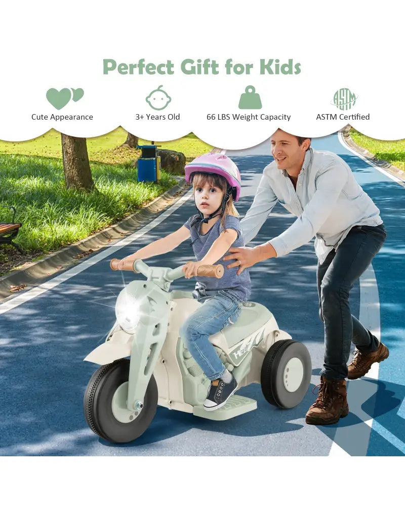 6V Kids Electric Ride on Motorcycle with Bubble Maker and Music-Beige - Beige - Powered Ride On Toys