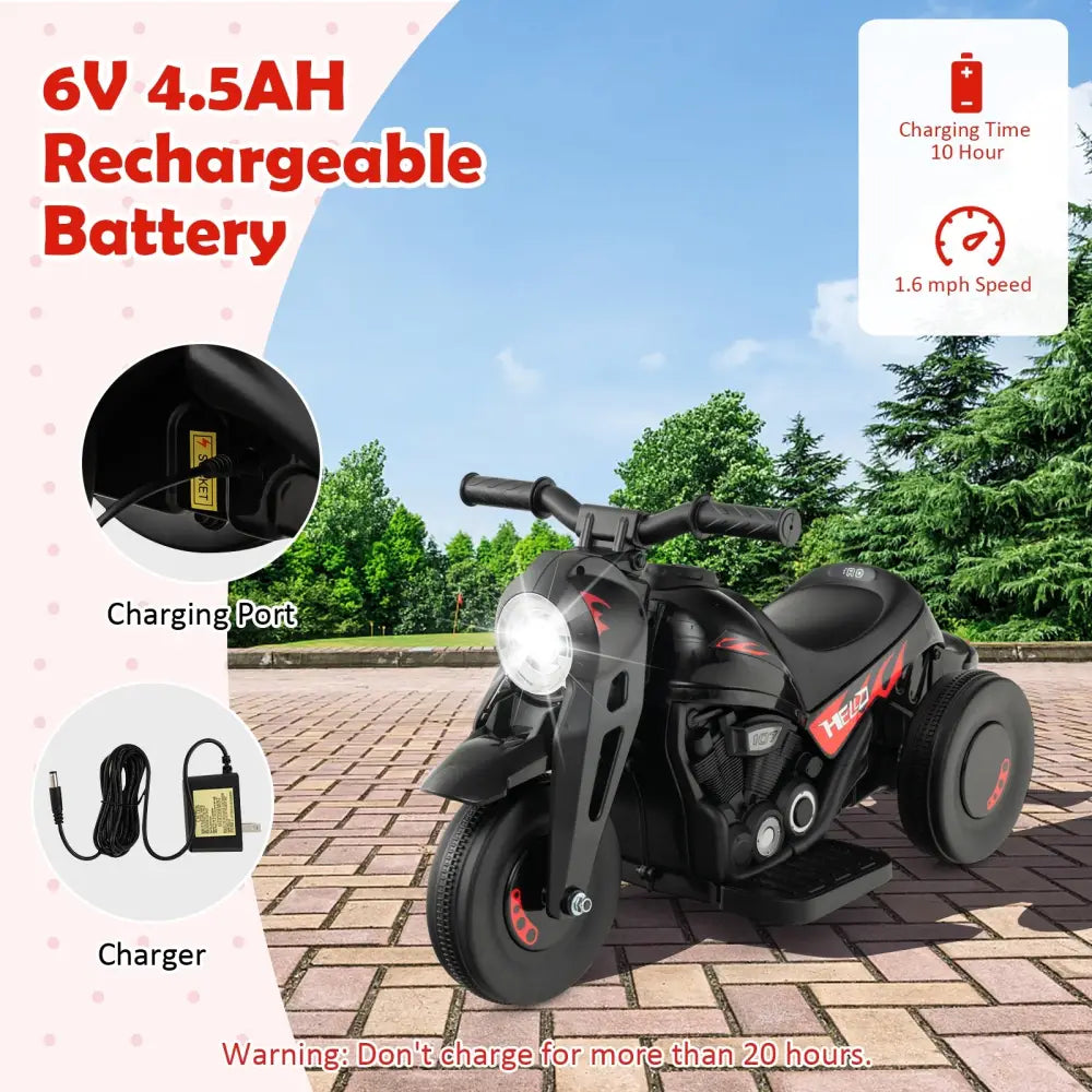 6V Kids Electric Ride on Motorcycle with Bubble Maker and Music-Black - Black - Powered Ride On Toys