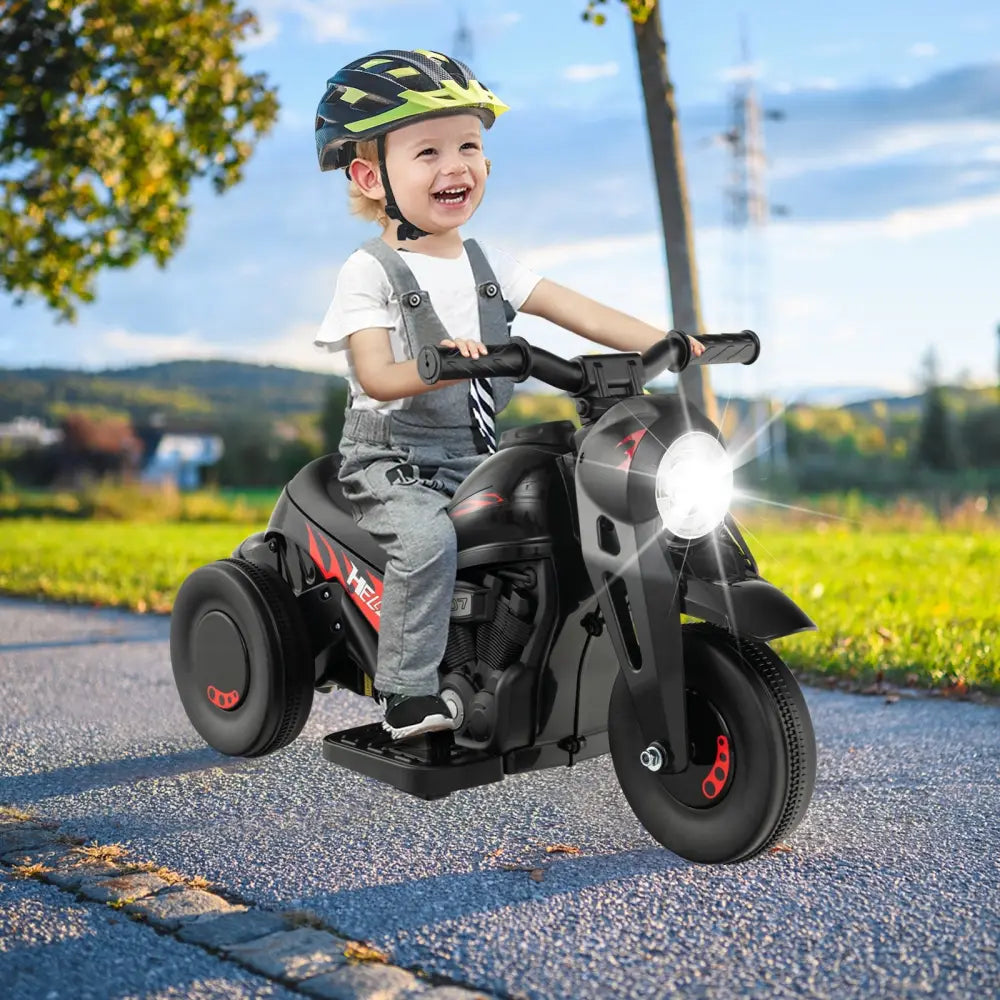 6V Kids Electric Ride on Motorcycle with Bubble Maker and Music-Black - Black - Powered Ride On Toys