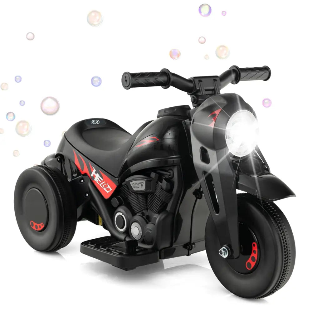 6V Kids Electric Ride on Motorcycle with Bubble Maker and Music-Black - Black - Powered Ride On Toys