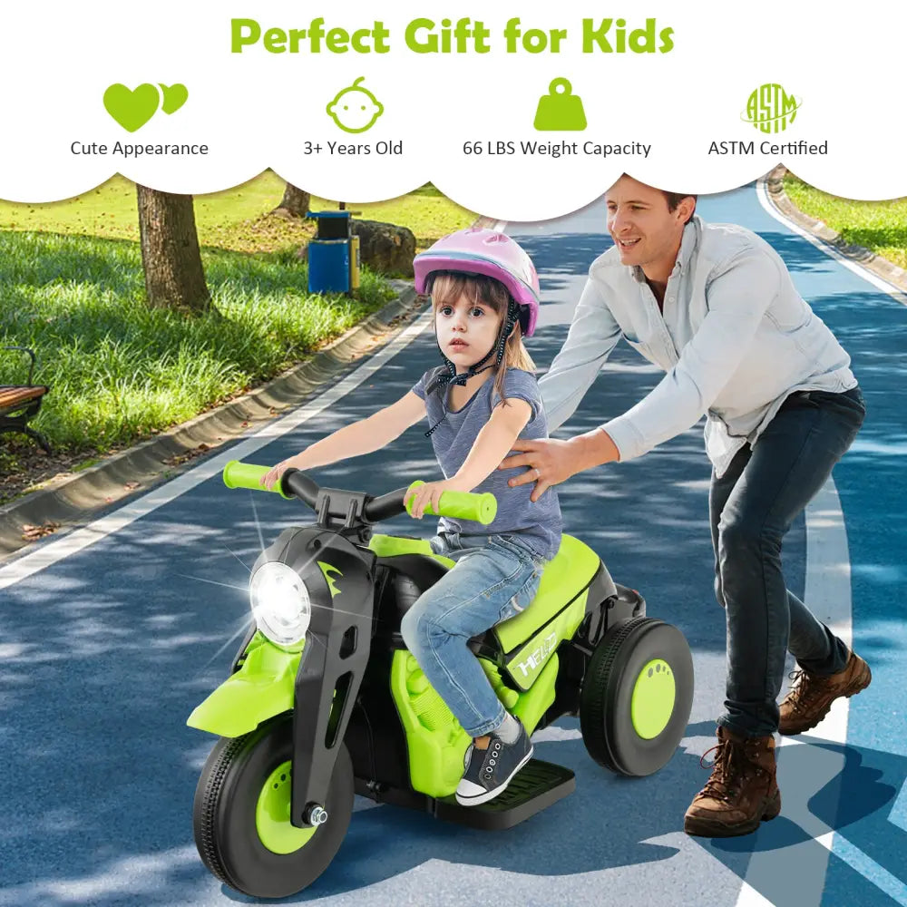 6V Kids Electric Ride on Motorcycle with Bubble Maker and Music-Green - Green - Powered Ride On Toys